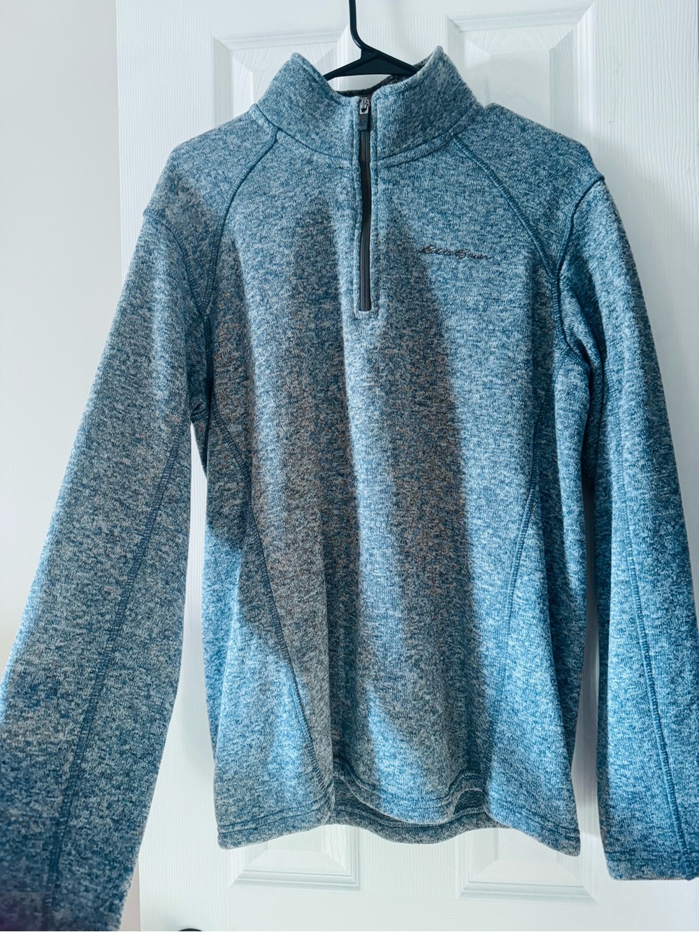 Eddie Bauer Light Blue/Denim Color Heather Quarter-Zip Pullover Fleece